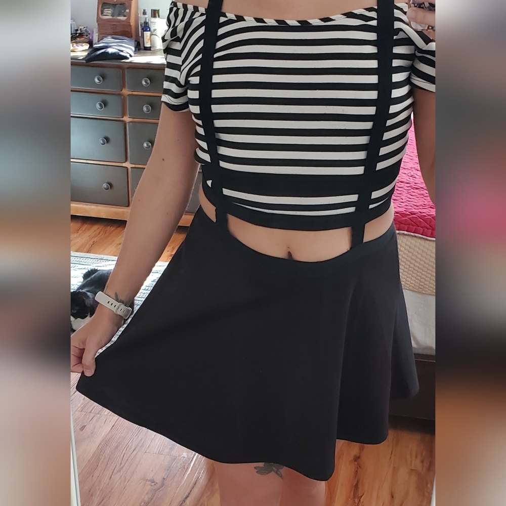 Edgy Suspendered Skirt with Fun Cross Straps